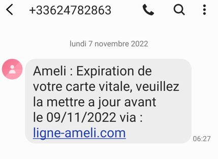 0624782863 | Ameli Expiration Carte | Arnaque Identité (Phishing)