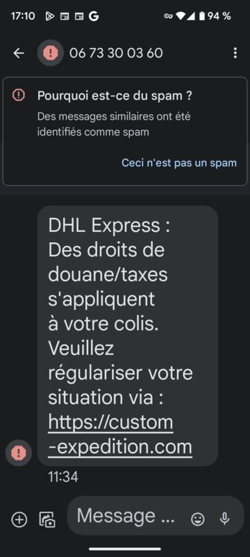 0676300360 dhl express arnaque financière 1 commentaire