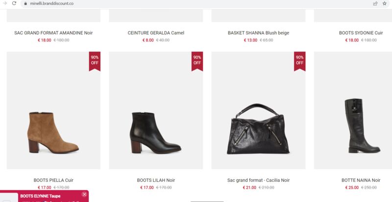 minelli.branddiscount Site internet frauduleux 2 commentaires