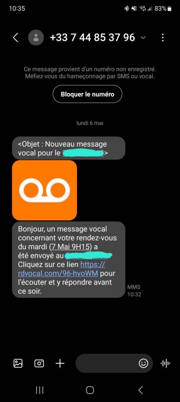 Vous Avez Reçu Un SMS Qui Vous Indique Qu'un Message Vocal Est En ...