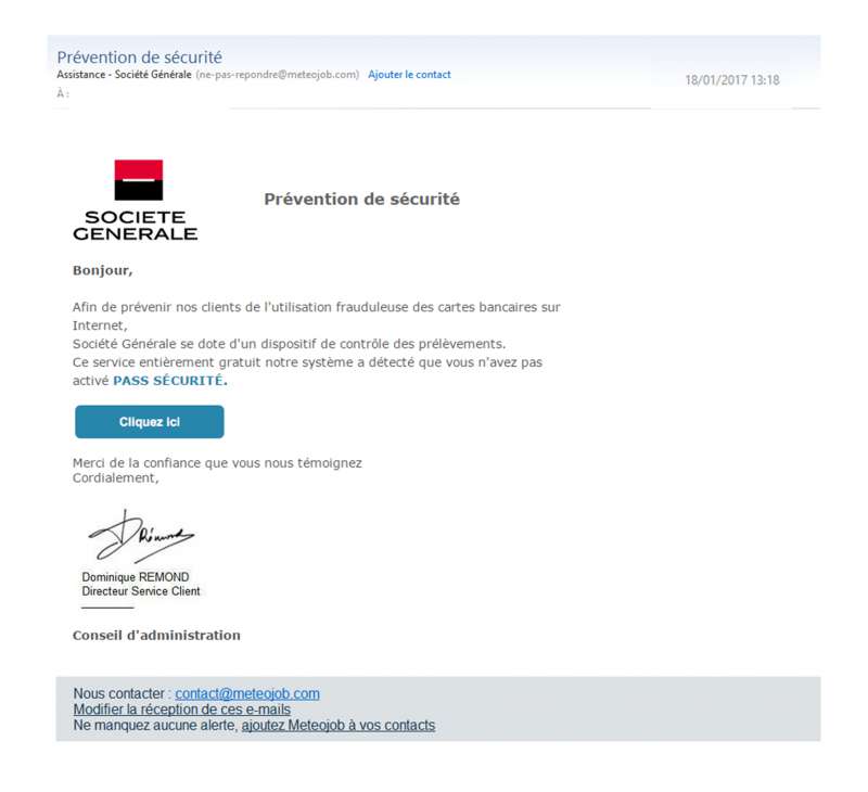 Ne Pas Repondre Meteojob Com Societe Generale Arnaque Identite Phishing